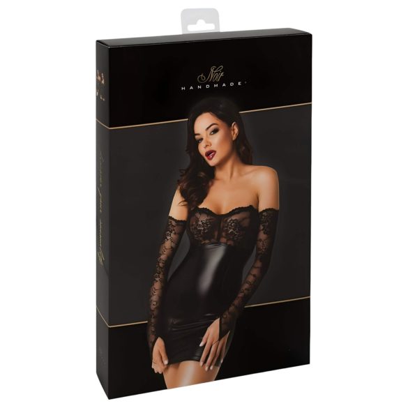 Noir - glitrende kjole med blondeinnlegg (svart)