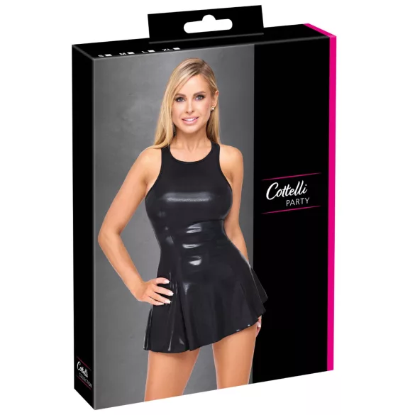Cottelli - minikjole i lakk-look (svart) - M