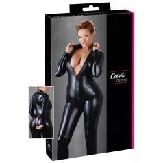   Cottelli Plus Size - skinnende langermet festdrakt (svart) - 3XL