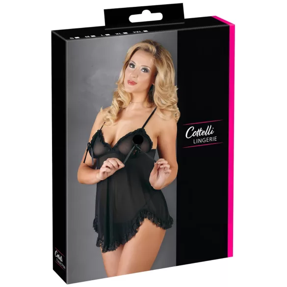 Cottelli - Lang, fristende babydoll (svart)