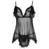Cottelli - Lang, fristende babydoll (svart) - M