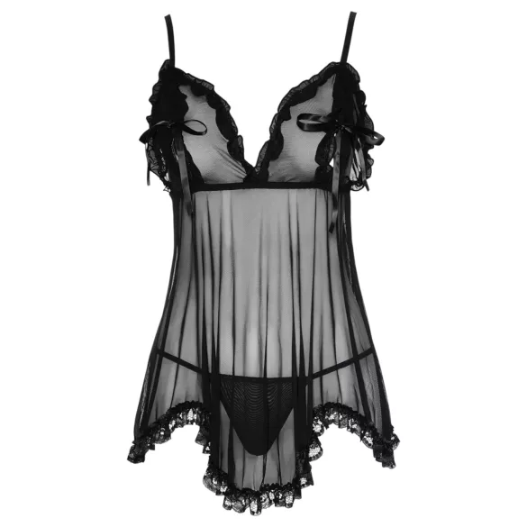 Cottelli - Lang, fristende babydoll (svart) - L