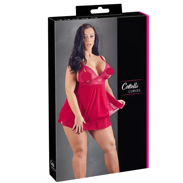 Cottelli Plus Size - Blonde babydoll, lett og luftig (rød)