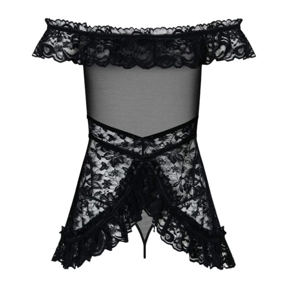 Obsessive Flores - Flørtende Babydoll og Tanga (Svart) - L/XL
