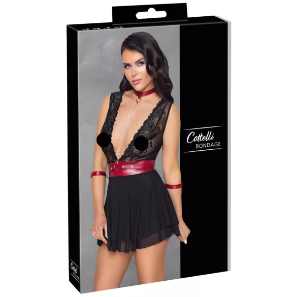 Cottelli Bondage - Halsbånd blonde babydoll (svart) - L
