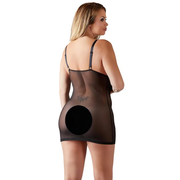 Cottelli Plus Size - blondetransparent nattkjole (svart)