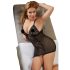 Cottelli Plus Size - blondetransparent nattkjole (svart)