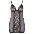 Cottelli Plus Size - blondetransparent nattkjole (svart)