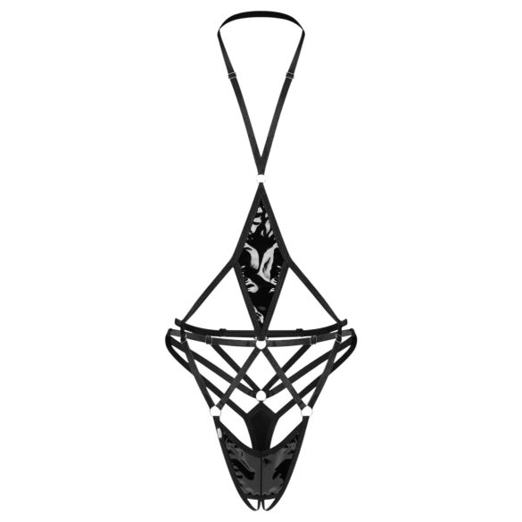 Obsessive Keira Lise - åpen, stroppet body (svart)