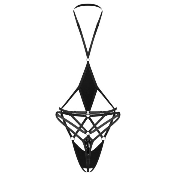 Obsessive Keira Lise - åpen, stroppet body (svart)