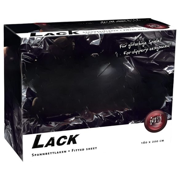 Lakk-laken med strikk - 160x200 cm, svart