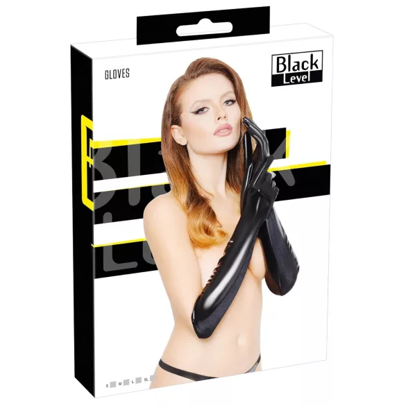Black Level - Skinnende lakkhansker (svart) - M