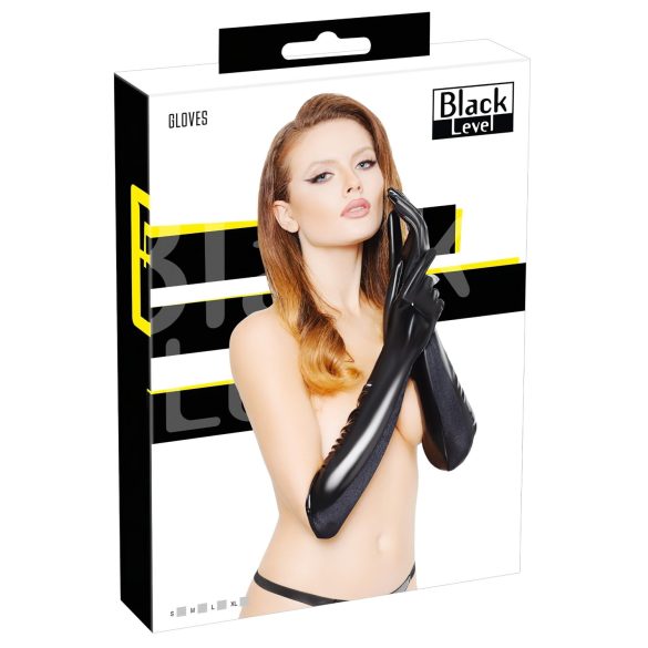 Black Level - Skinnende lakkhansker (svart) - L