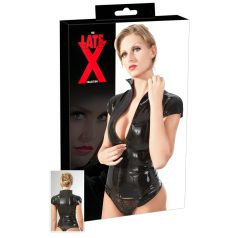 LATEX - glidelås, kortermet dameoverdel (svart) LATEX - glidelås, kortermet dameoverdel (svart)