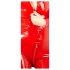 Latex dameoverall med lange ermer (rød) - M
