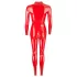 Latex dameoverall med lange ermer (rød) - M