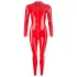 Latex dameoverall med lange ermer (rød) - L