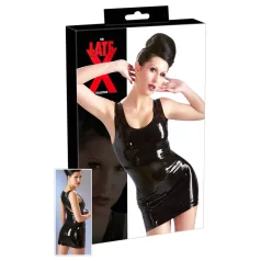 Latex ermeløs minikjole (svart) - S