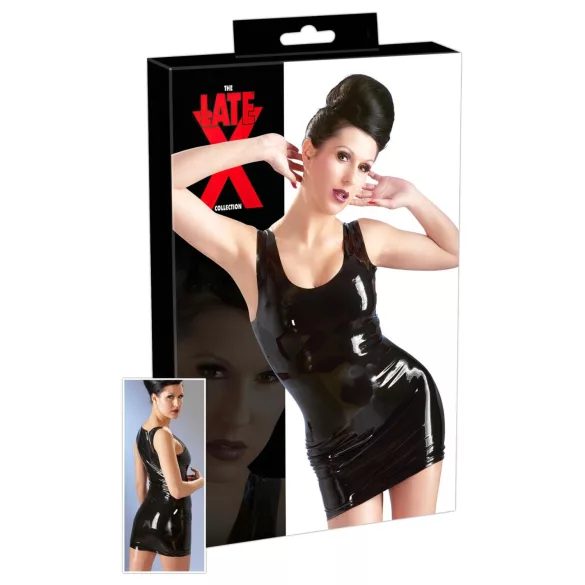Latex ermeløs minikjole (svart) - M