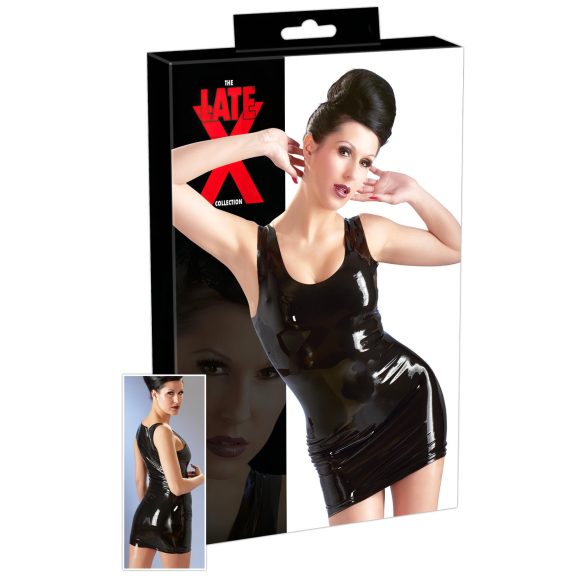 LATEX - ermeløs minikjole (svart) - XL
