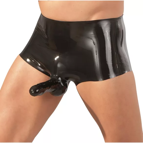 Latex-bokser + penishylse (svart) - L/XL