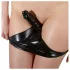 Latex dametruse med innebygd dildo (svart)