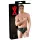 Latex herretruse med innvendig penis og analdildo (svart) - L