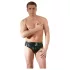 Latex herretruse med innvendig penis og analdildo (svart) - XL