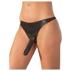 Latex undertøy med ytre dildo - svart (S-L) Latex undertøy med ytre dildo - svart (S-L)