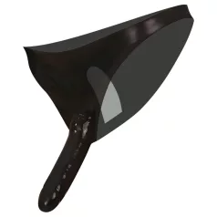 Latex-truse med utvendig og innvendig dildo (svart, S-L)