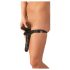 LATEX - undertøy med innvendig og utvendig dildo - svart (S-L)