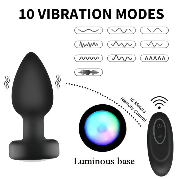 Mrow - lysende, radiostyrt analvibrator (svart)