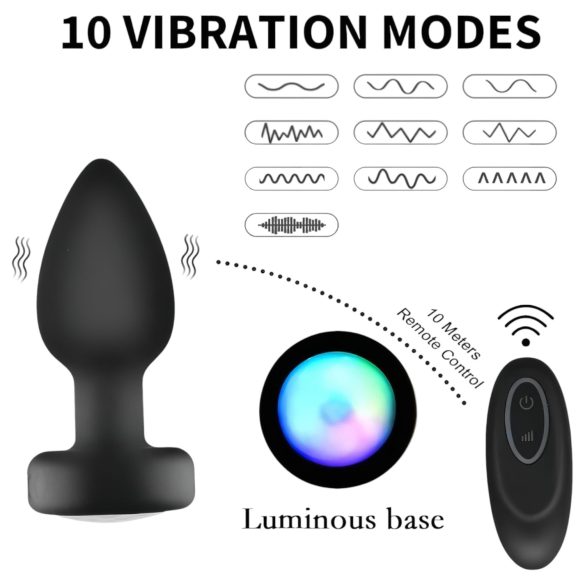 Mrow - lysende, radiostyrt analvibrator (svart)