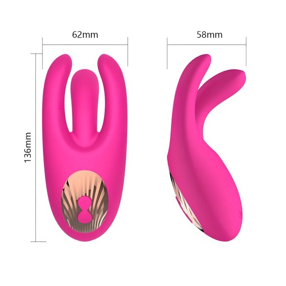 Mrow - oppladbar, 3-armet klitorisvibrator (rosa)