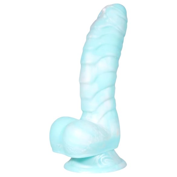 OgazR Havdrage - rillet dildo - 17 cm (blå-hvit)