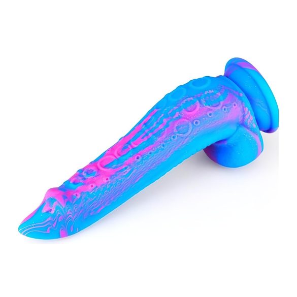 Inkipus - silikon dildo med testikler - 18cm (blå-rosa)