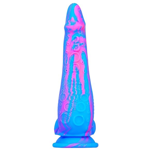 Inkipus - silikon dildo med testikler - 18cm (blå-rosa)