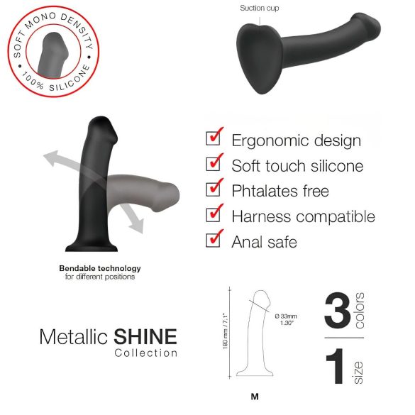 "Strap-on-me Metallic Glans M - hudvennlig dildo (metallisk rosa)"