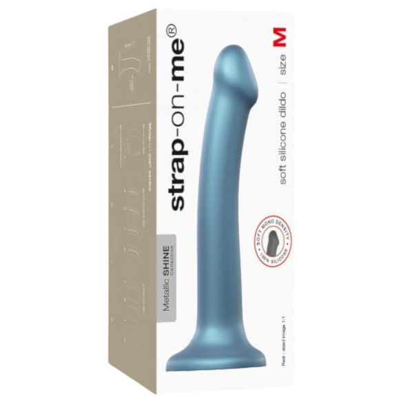 Strap-on-me Metallic Shine M - hudvennlig dildo (metallisk blå)