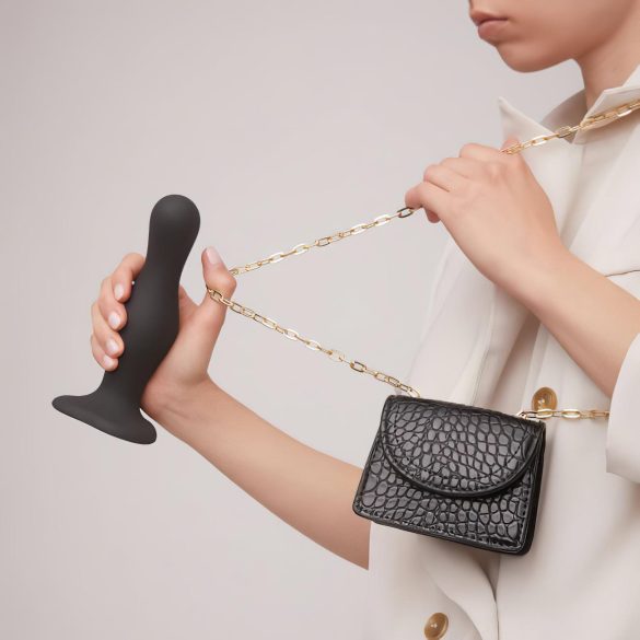 Strap-on-me Curvy S - bølgete, sugekopp-dildo (svart)