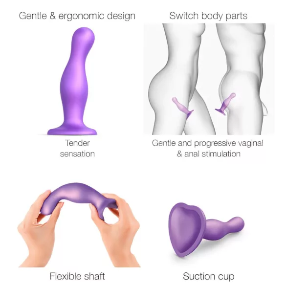 Strap-on-me Curvy S - bølget dildo med sugekopp (lilla)
