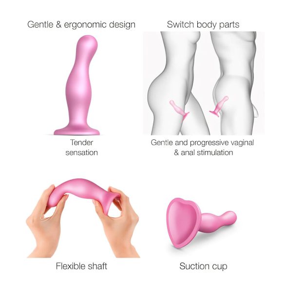 Strap-on-me Curvy S - bølgete sugekoppdildo (rosa)
