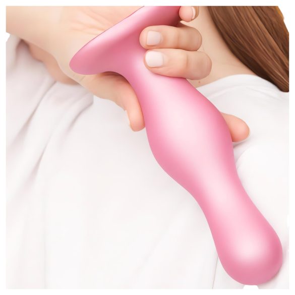 Strap-on-me Curvy S - bølgete sugekoppdildo (rosa)