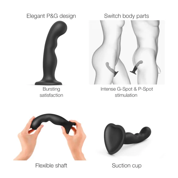 Strap-on-me P&G L - bøyd sugekopp dildo (svart)