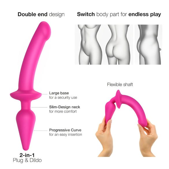Strap-on-me Switch Semi-Realistisk L - 2-i-1 silikon dildo (rosa)