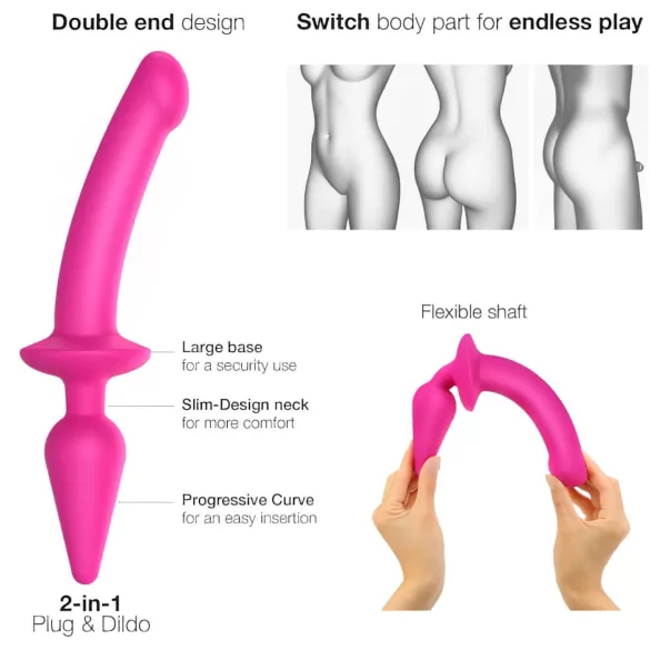 Strap-on-me Switch Semi-Realistic L - 2-i-1 silikon-dildo (rosa)