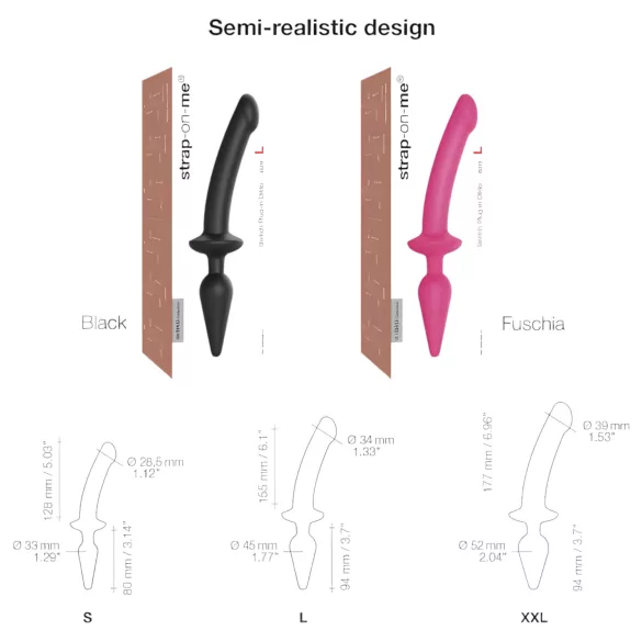 Strap-on-me Switch Semi-Realistic L - 2-i-1 silikon-dildo (rosa)