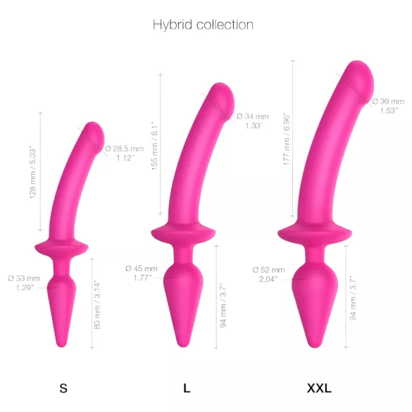 Strap-on-me Switch Semi-Realistic L - 2-i-1 silikon-dildo (rosa)