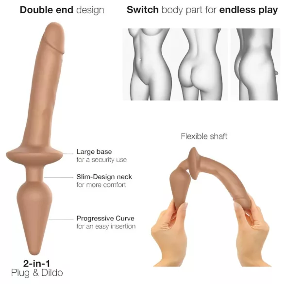 Strap-on-me Switch Realistic L - 2-i-1 realistisk silikon­dildo (natur)