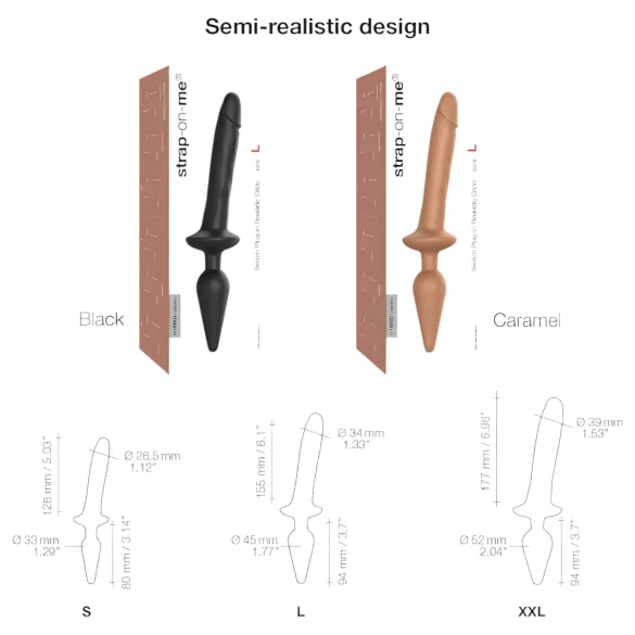 Strap-on-me Switch Realistic L - 2-i-1 realistisk silikon­dildo (natur)
